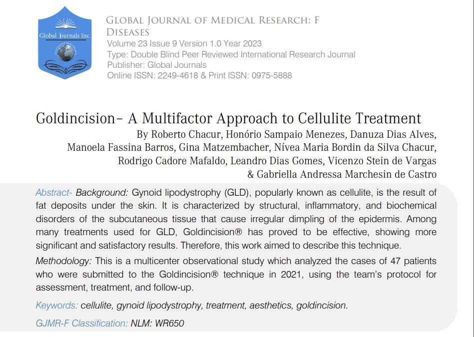capa do Artigo científico de Goldincision publicado em janeiro de 2024 pelos médicos da clinica leger